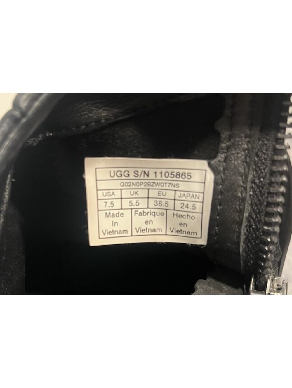 UGG Aureo II Black Nubuck Leather Ankle Zip Boots Women USA Size 7.5 EUR 38.5 - Picture 6 of 9